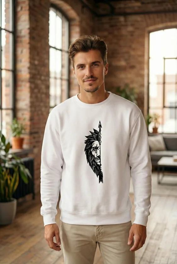 Oversize Bisiklet Yaka Sevgililer Günü Baskılı Sweatshirt - Beyaz - Görsel 2
