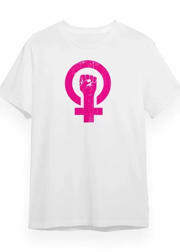 8 Mart Dünya Kadınlar Günü Baskılı Oversize Bisiklet Yaka T-shirt - Beyaz