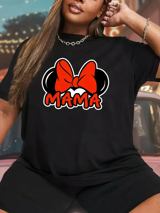 Anneler Günü Hediye Anne Temalı Baskılı Oversize Bisiklet Yaka T-shirt - Siyah - Görsel 2
