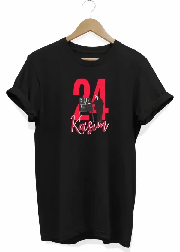 24 Kasım Öğretmenler Günü Öğretmen Hediyesi Baskılı Oversize T-shirt - Siyah