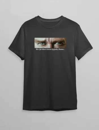 10 Kasım Atatürkü Anma Günü Baskılı Oversize Bisiklet Yaka T-shirt - Siyah
