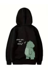 Sevgililer Günü Baskılı Oversize Kapüşonlu Sweatshirt Hoodie - Siyah