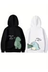 Sevgililer Günü Baskılı Oversize Kapüşonlu Sweatshirt Hoodie – Beyaz Marketplace