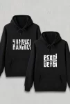 Sevgililer Günü Beyci Hediye Baskılı Oversize Kapüşonlu Sweatshirt – Siyah Marketplace