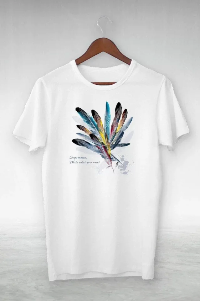 Unisex Baskılı Oversize T-Shirt – Beyaz