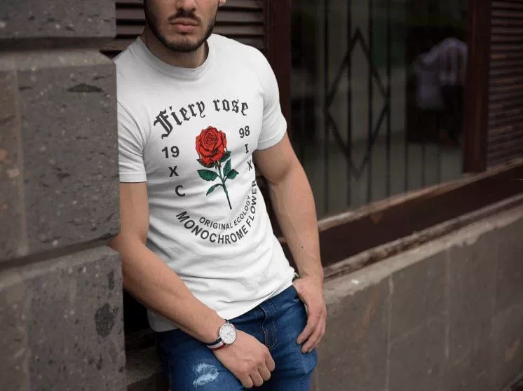 Erkek Bisiklet Yaka Baskılı Oversize T-Shirt – Beyaz