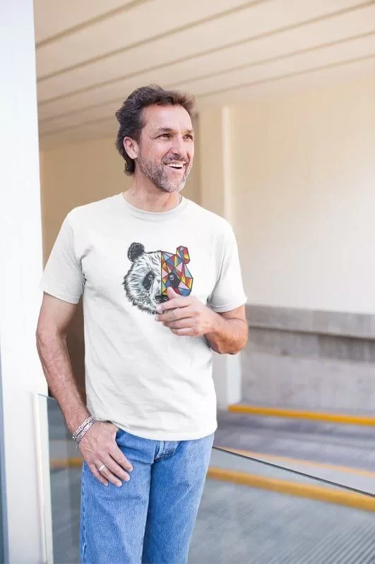 Erkek Bisiklet Yaka Baskılı Oversize T-Shirt – Beyaz