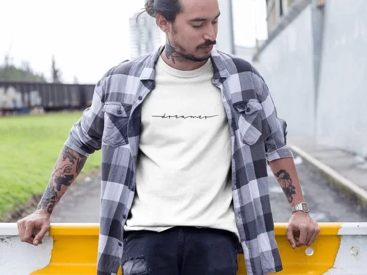 Erkek Bisiklet Yaka Baskılı Oversize T-Shirt – Beyaz