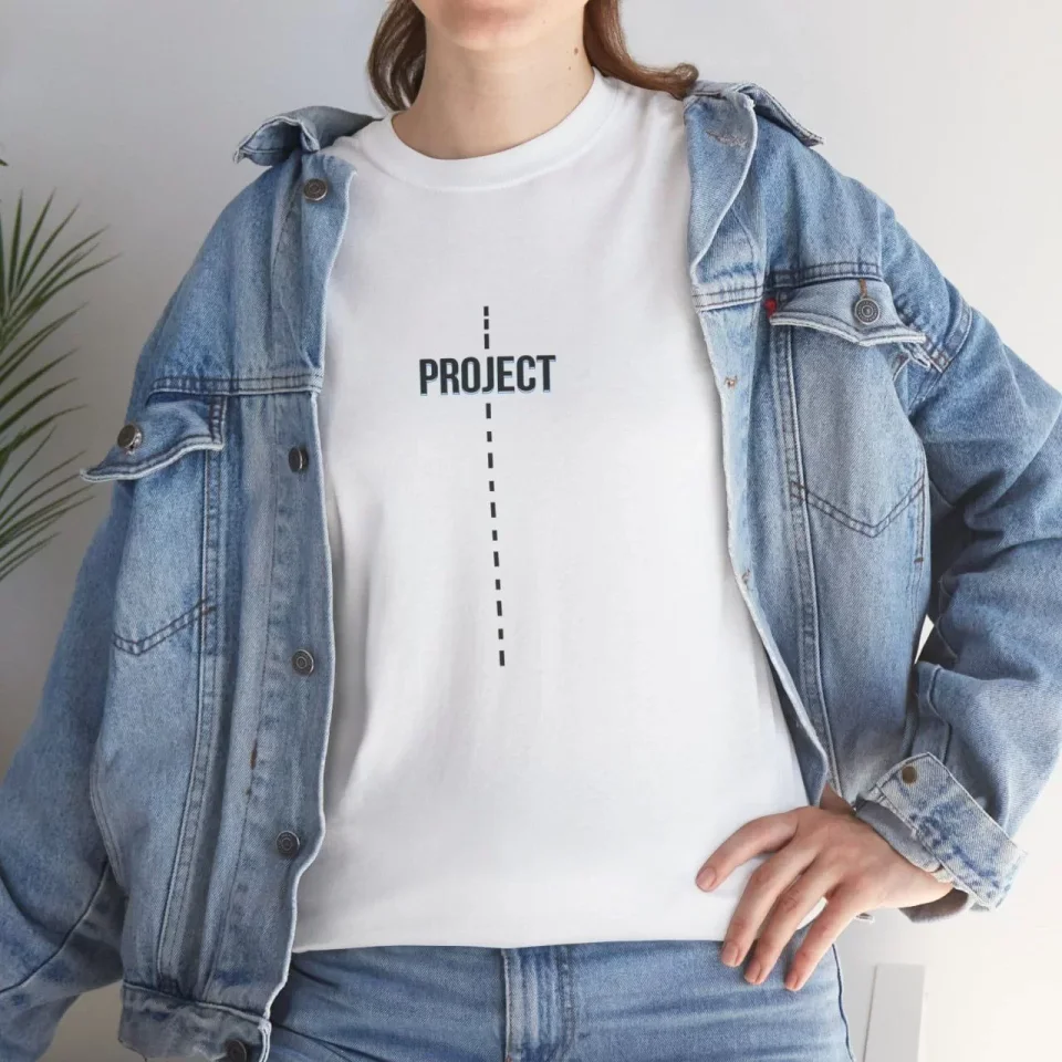 Unisex Bisiklet Yaka Baskılı T-Shirt – Beyaz