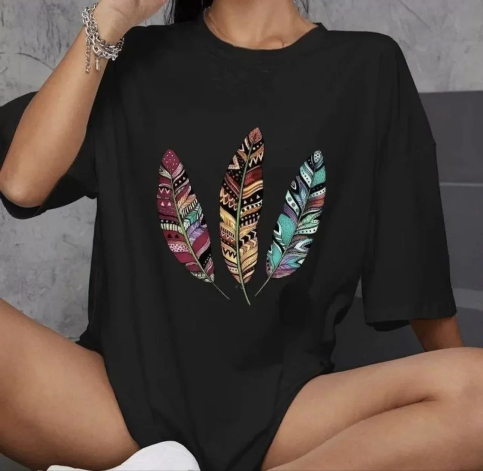 Unisex Bisiklet Yaka Baskılı Oversize T-Shirt – Siyah