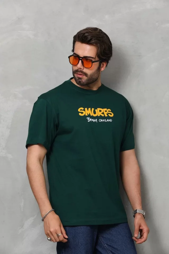 Unisex Basic Bisiklet Yaka Oversize T-Shirt – Yeşil