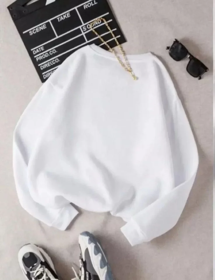Üç İplik Biskilet Yaka Basic SweatShirt – Beyaz