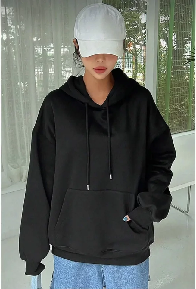 Erkek Uzun Kol Kapşonlu Basic Sweatshirt Hoodie – Siyah