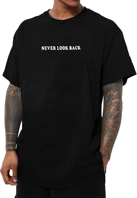 Erkek Bisiklet Yaka Kısa Kol Baskılı T-shirt – Siyah