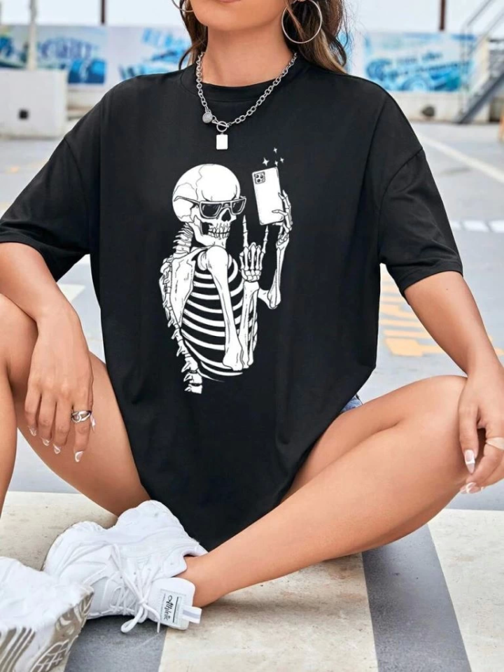 Baskılı T-shirt – Siyah