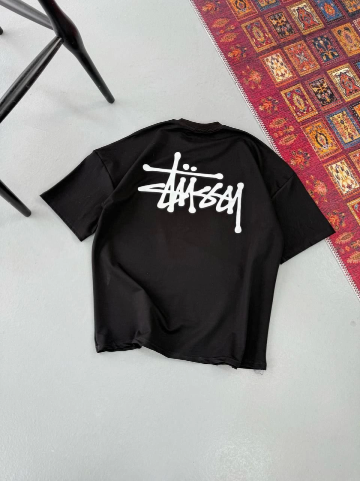 Erkek Baskılı Oversize T-shirt – Siyah
