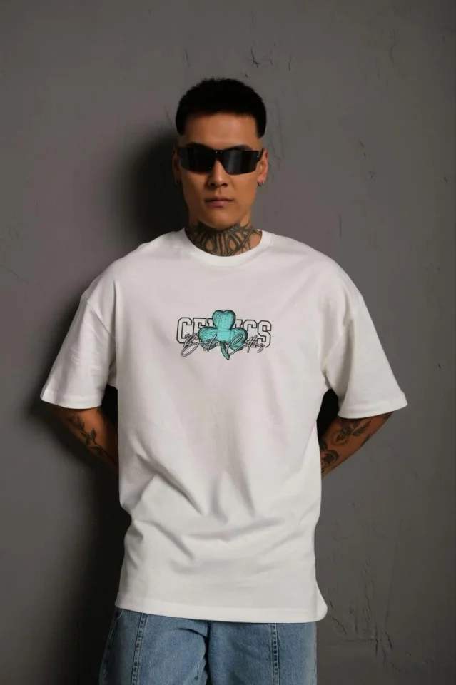 Erkek Sırt Baskılı T-shirt - Beyaz - Görsel 2
