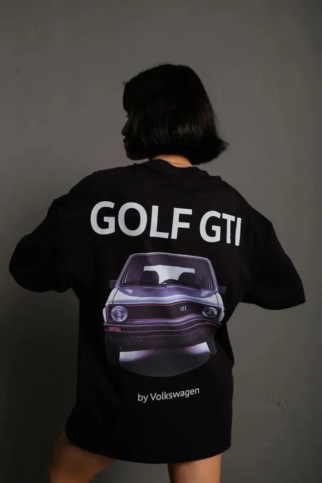 Oversize Baskılı Tişört – Golf GTI Retro Araba Desenli, Ön - Arka Dijital Baskı, Sokak Modası Stil - - Görsel 2