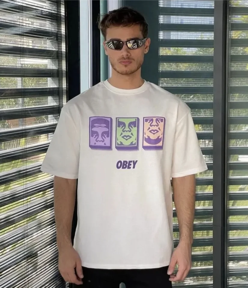 Unisex Bisiklet Yaka Baskılı Oversize T-Shirt – Beyaz