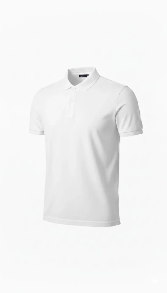 Erkek Pike Kumaş Düğmeli Yaka Regular Fit Günlük Kısa Kol Tişört T-shirt - Beyaz - Görsel 2