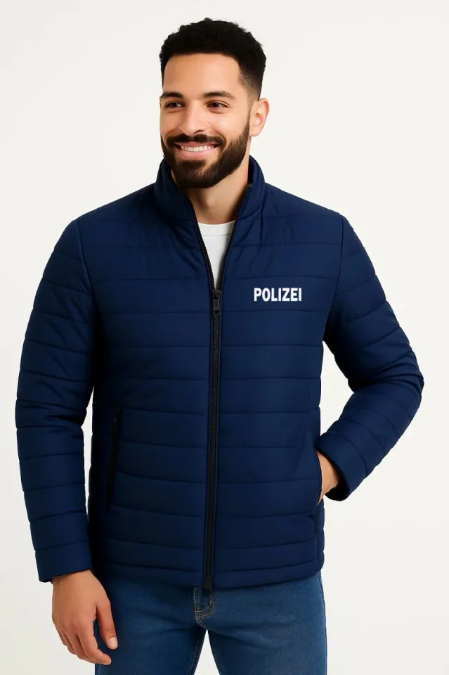 Erkek Mikro Su İtici Kapitone Baskılı Astarlı Fermuarlı Bomber Mont - Lacivert - Görsel 2