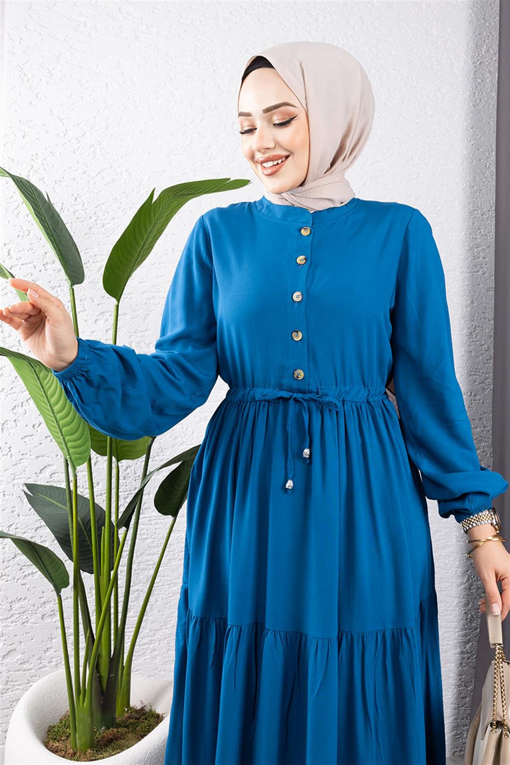 belden-bagcikli-viskon-elbise-indigo-390173-78-B blank