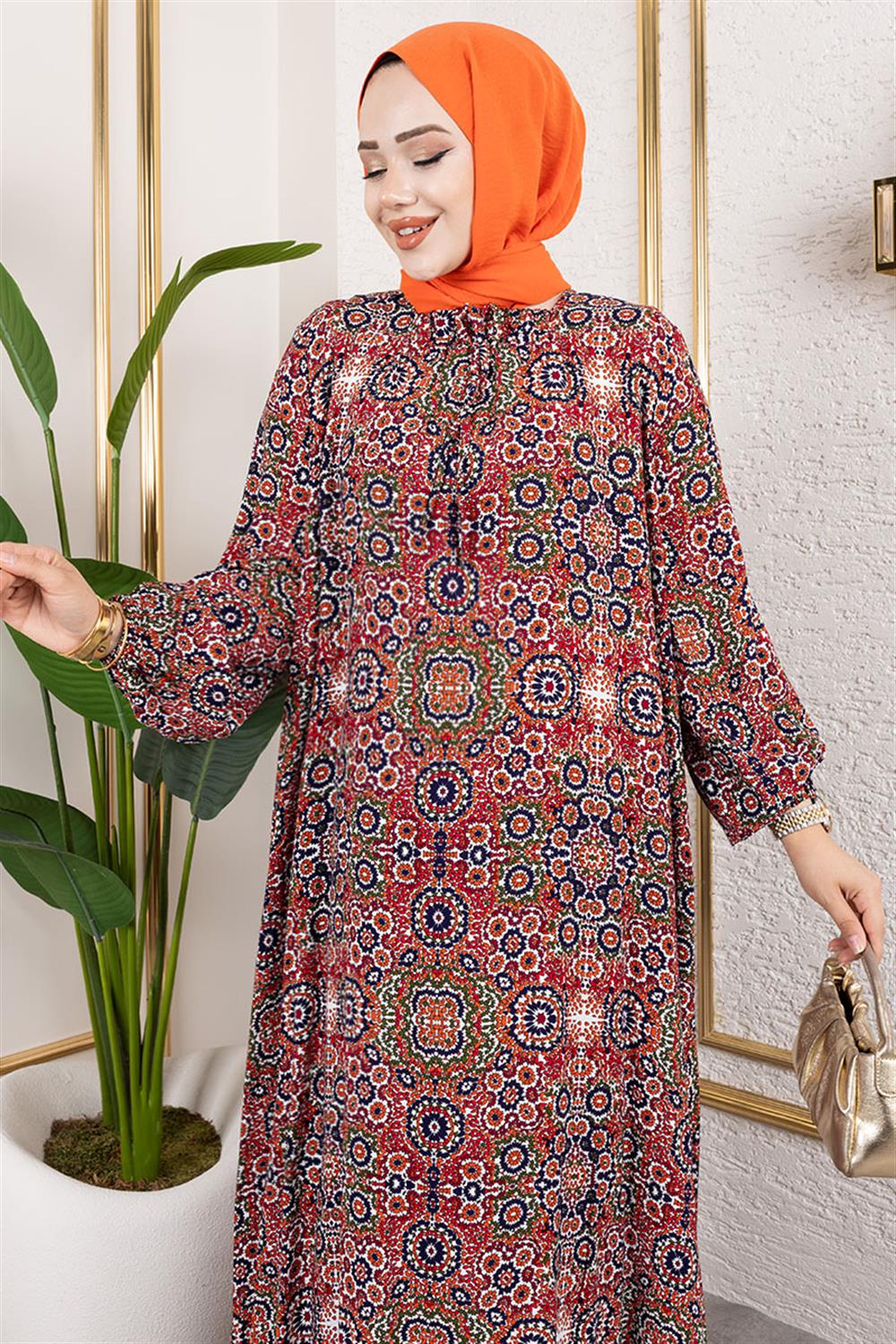 buyuk-beden-desenli-elbise-kirmizi-389886-78-B blank