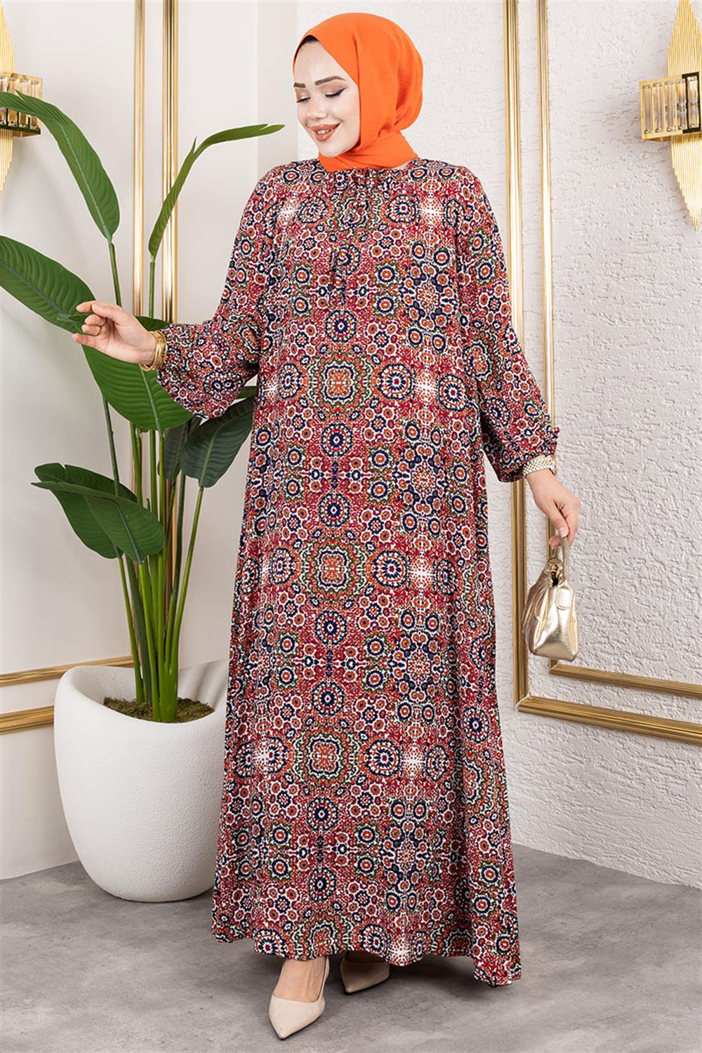 buyuk-beden-desenli-elbise-kirmizi-389887-78-B blank