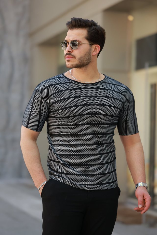 Erkek Petek Desenli Kısa Kollu T-shirt - Görsel 2