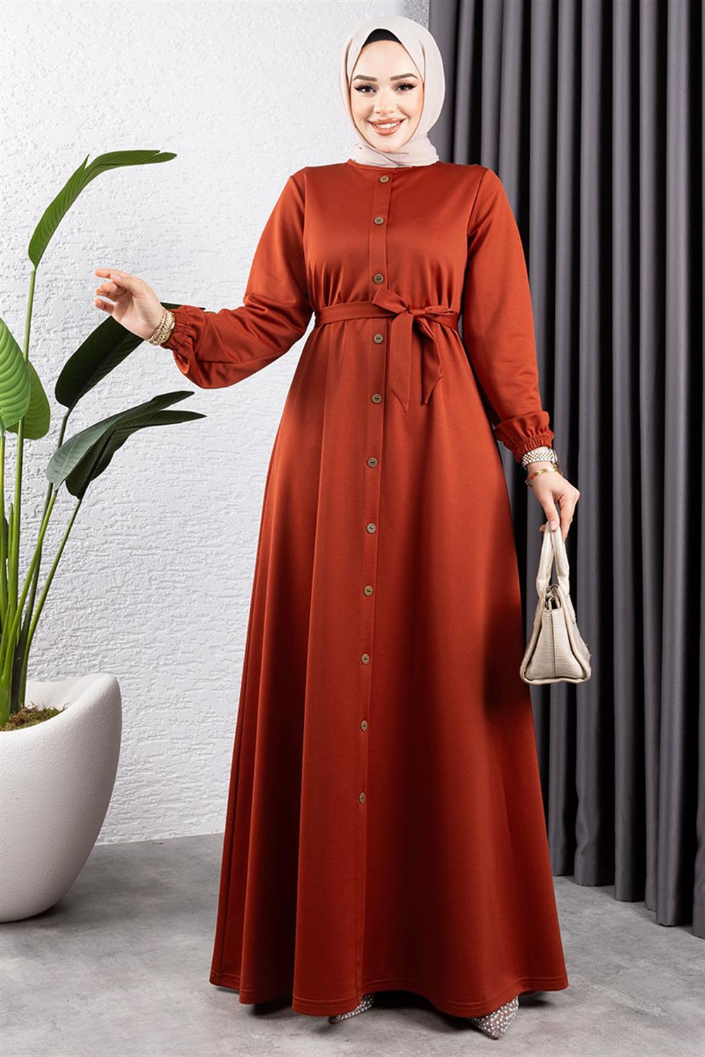 dugme-detayli-kemerli-elbise-kiremit-390637-78-B blank