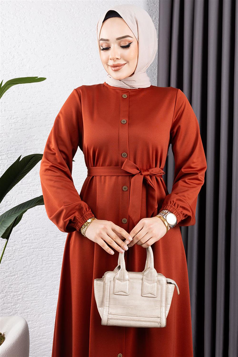 dugme-detayli-kemerli-elbise-kiremit-390638-78-B blank