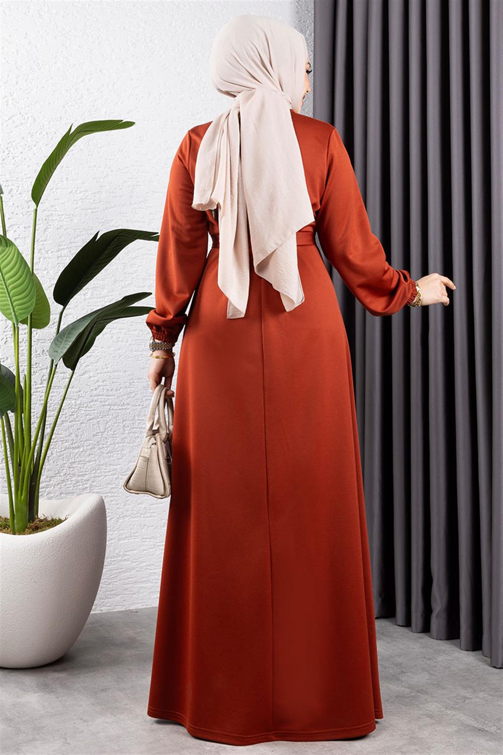 dugme-detayli-kemerli-elbise-kiremit-390639-78-B blank