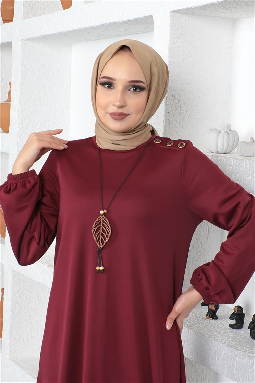 kolyeli-bisiklet-yaka-tesettur-elbise-bordo-390790-78-B blank