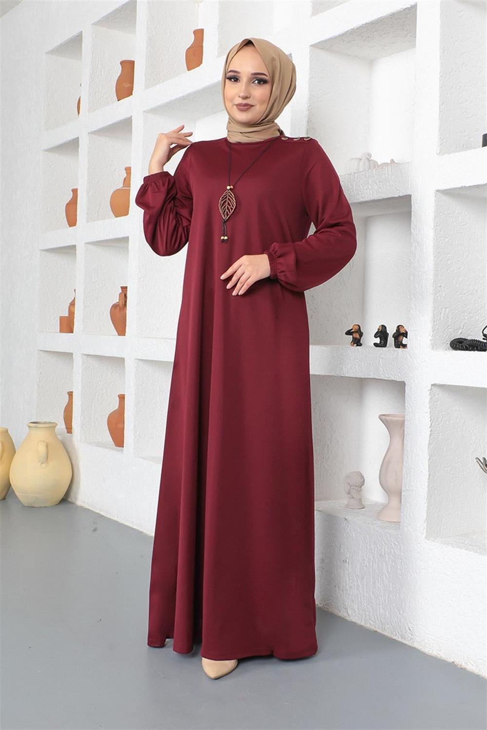 kolyeli-bisiklet-yaka-tesettur-elbise-bordo-390791-78-B blank