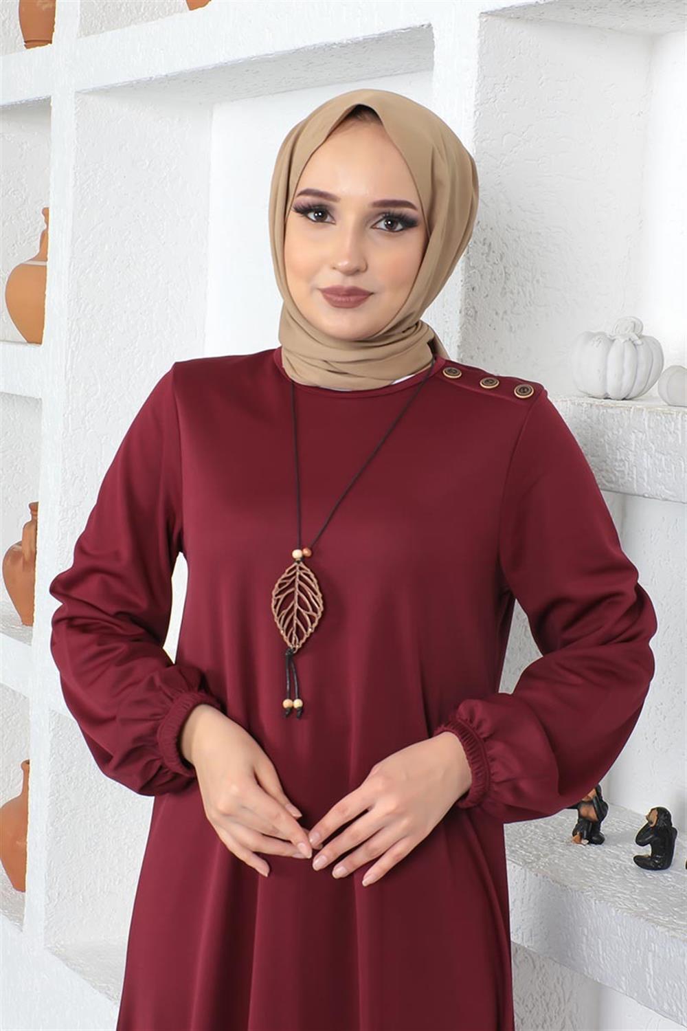 kolyeli-bisiklet-yaka-tesettur-elbise-bordo-390792-78-B blank