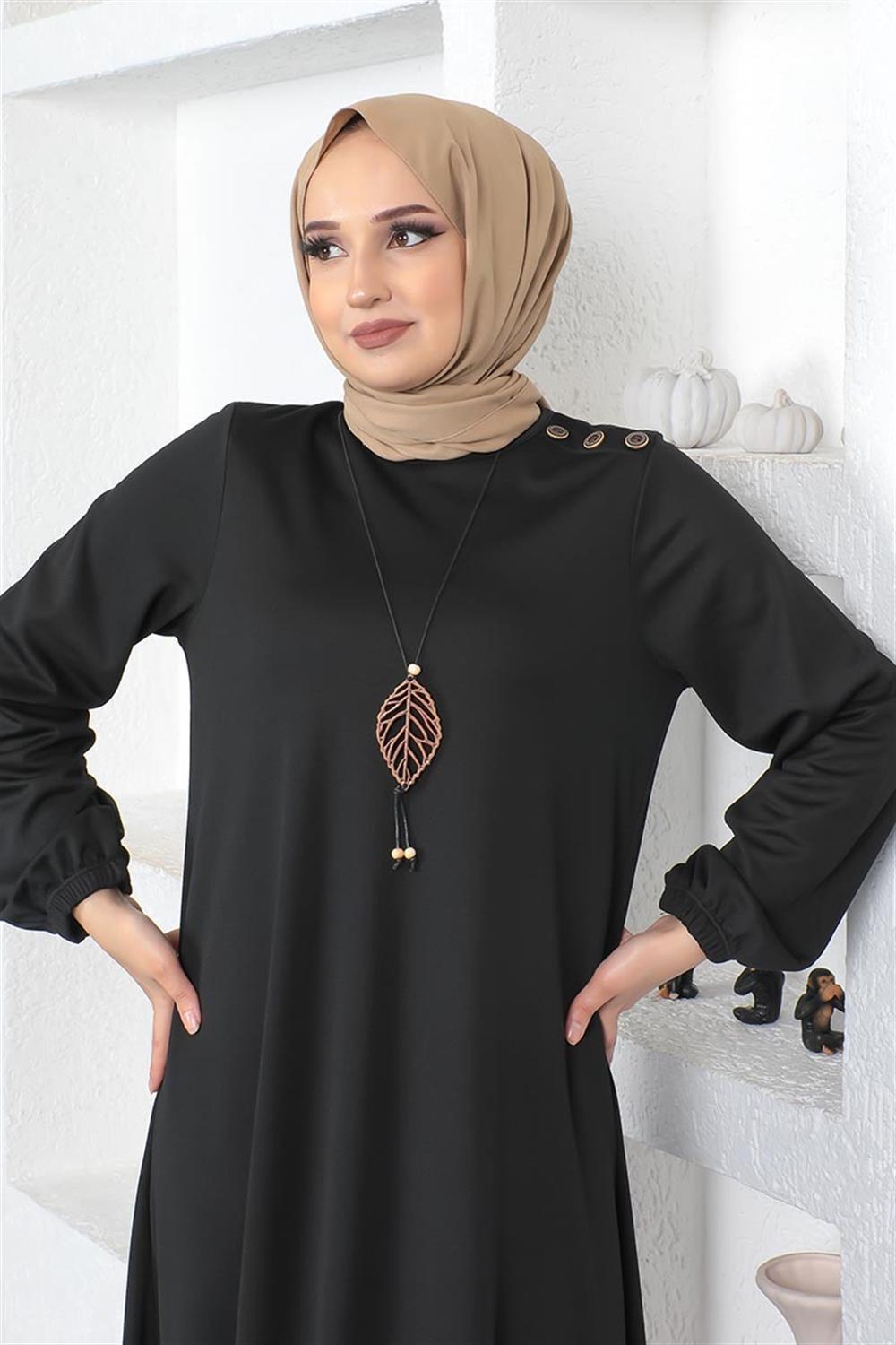kolyeli-bisiklet-yaka-tesettur-elbise-siyah-390897-78-B blank