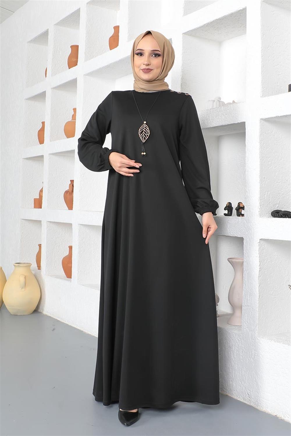 kolyeli-bisiklet-yaka-tesettur-elbise-siyah-390898-78-B blank