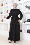 Kuşak Detaylı Tesettür Elbise SİYAH
