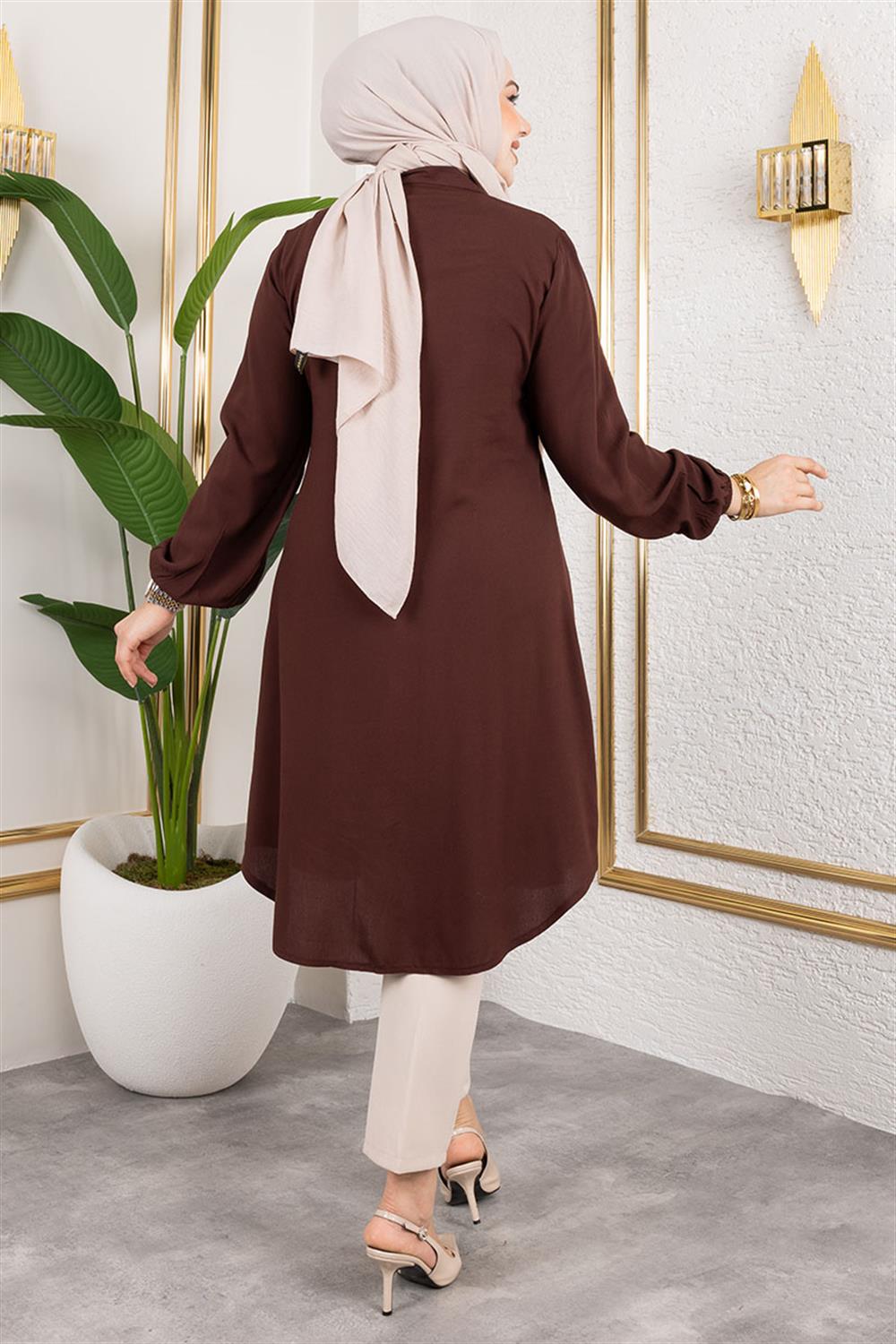 manseti-lastikli-viskon-tunik-kahverengi-392297-79-B blank