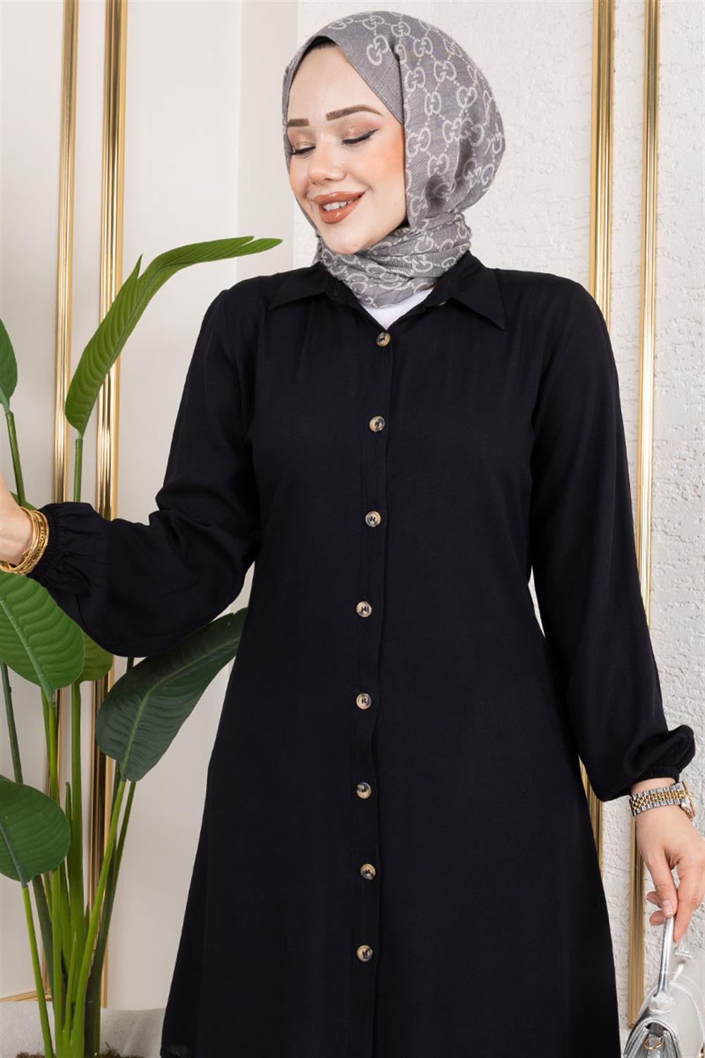 manseti-lastikli-viskon-tunik-siyah-392311-79-B blank