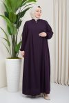 Medina Silk Hijab Pleat Detailed Abaya MDC-0165 Plum