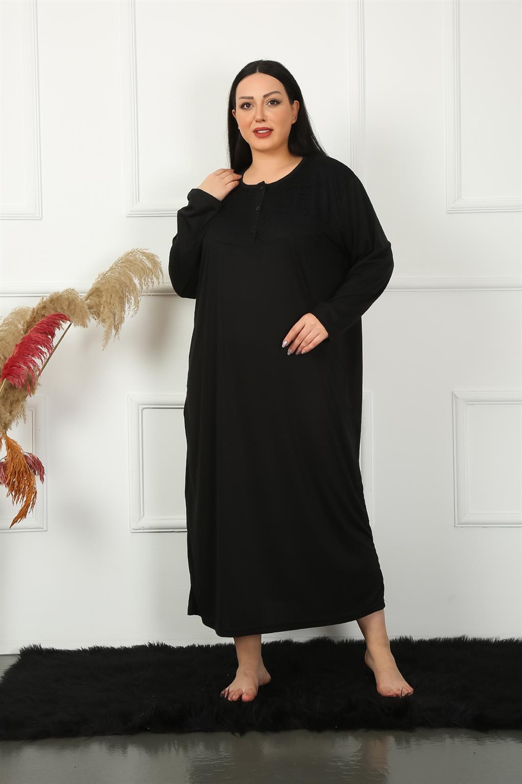moda-cizgi-big-uzun-kol-dantelli-siyah-anne-gecelik-1355-384140-77-B blank