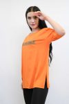 Moda Çizgi Crew Neck Oversize Tshirt Orange