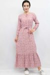 Moda Çizgi Floral Dress Dusty Rose