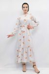 Moda Çizgi Patterned Dress Orange