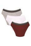 Moda Çizgi Men's Cotton 3-Piece Burgundy White Gray Lycra Slip 40128