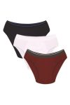Moda Çizgi Men’s Cotton 3-PIECE Burgundy White Navy Lycra Slip 40127