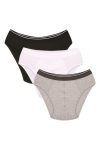 Moda Çizgi Men's Cotton 3-Piece Black White Gray Lycra Slip 40123