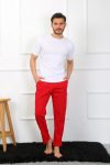 Moda Çizgi Men's Cotton Red Single Bottom Pajamas 27495