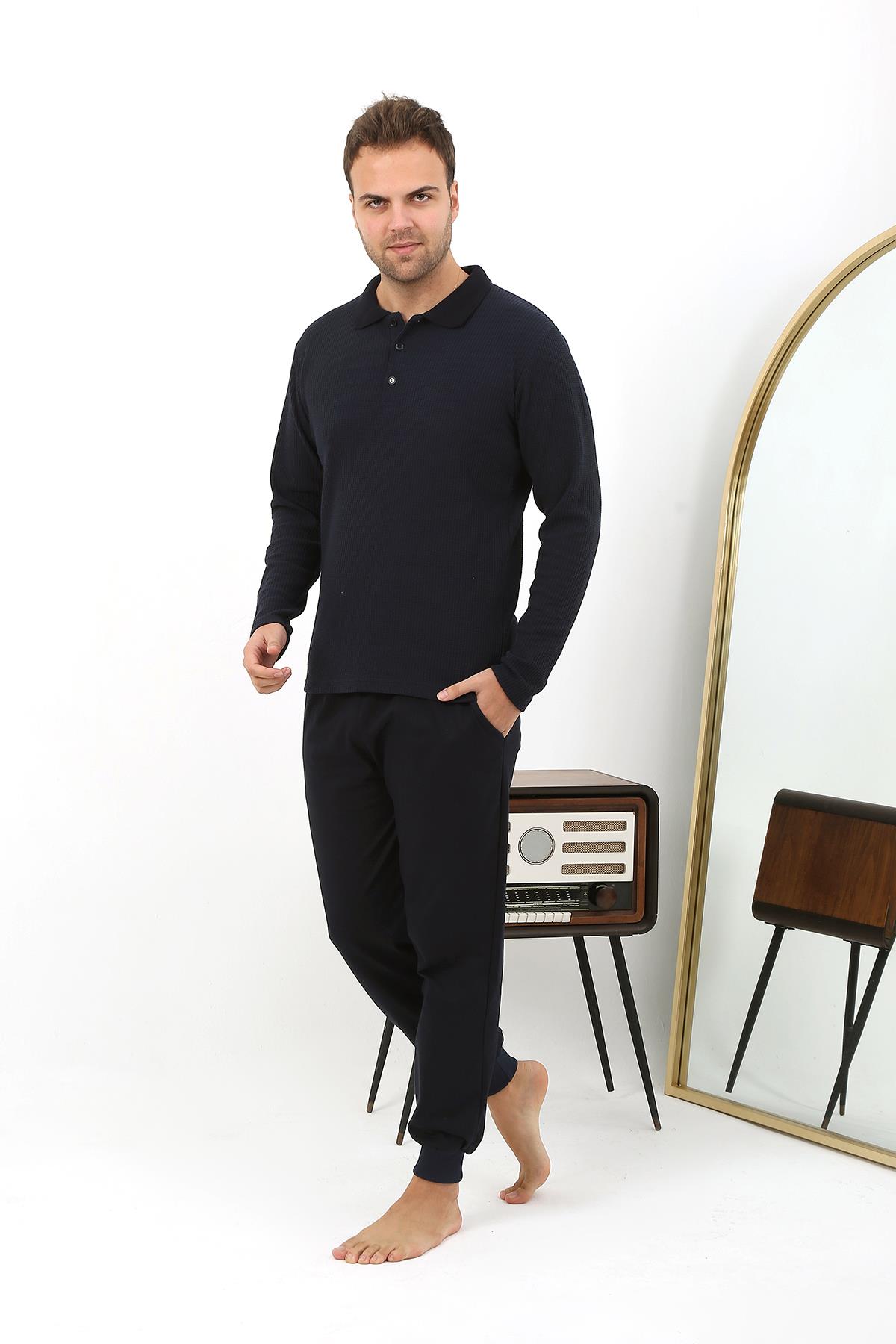 moda-cizgi-erkek-polo-yaka-uzun-kol-penye-pijama-takimi-6862-lacivert-385829-77-B blank